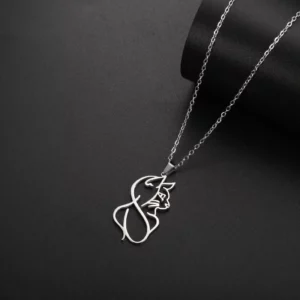 pendentif chat pour femme en acier inoxydable