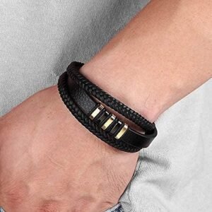 bracelets homme cuir noir tendance