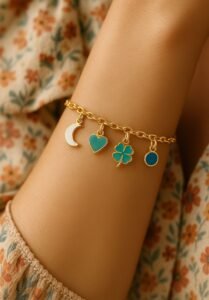 femme avec bracelets breloques