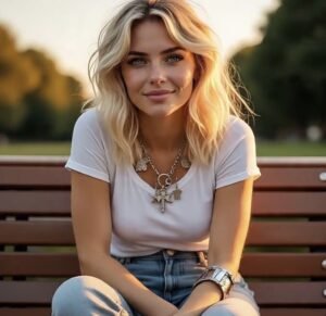 femme avec collier à breloques